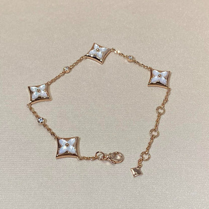 [Avelora]STAR 4 MOTIF MOP DIAMOND ROSE GOLD BRACELET