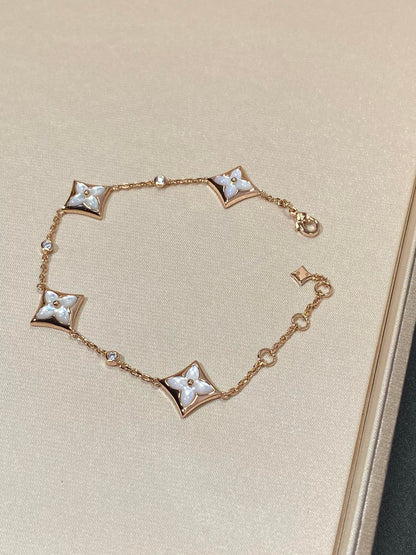 [Avelora]STAR 4 MOTIF MOP DIAMOND ROSE GOLD BRACELET