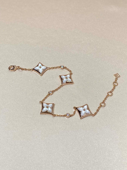 [Avelora]STAR 4 MOTIF MOP DIAMOND ROSE GOLD BRACELET