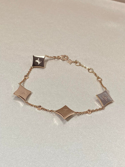 [Avelora]STAR 4 MOTIF MOP DIAMOND ROSE GOLD BRACELET