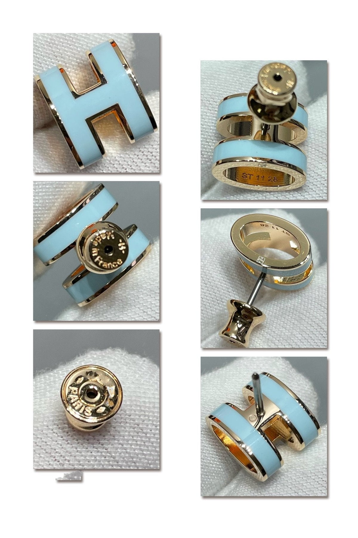 [Avelora Jewelry ]POP H SKY BLUE STUD EARRINGS