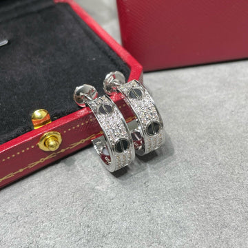 [Avelora Jewelry ]LOVE CERAMIC DIAMOND PAVED SILVER EARRINGS