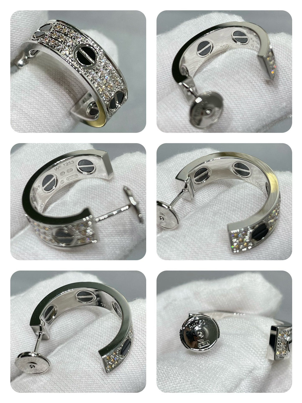 [Avelora Jewelry ]LOVE CERAMIC DIAMOND PAVED SILVER EARRINGS