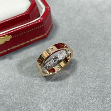 [Avelora Jewelry ]LOVE PINK GOLD SILVER DIAMOND DOUBLE RING