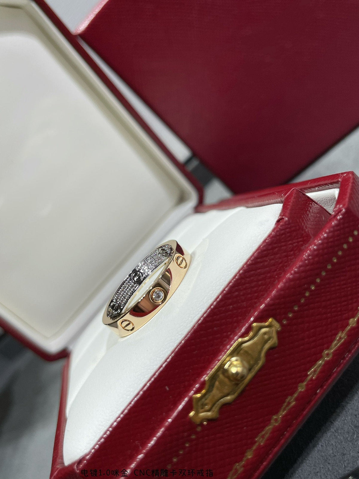 [Avelora Jewelry ]LOVE PINK GOLD SILVER DIAMOND DOUBLE RING