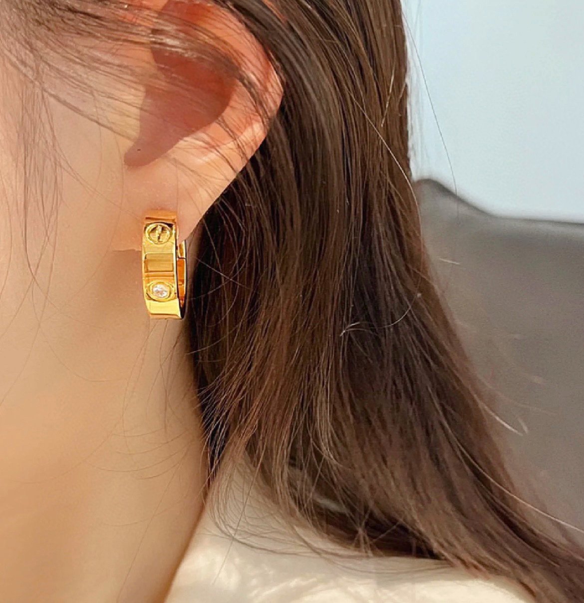 [Avelora Jewelry ]LOVE 5.5MM 1 DIAMOND EARRINGS
