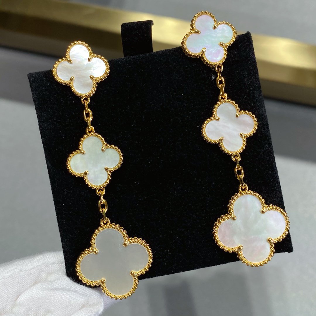 [Avelora Jewelry ]CLOVER MOP 3 MOTIFS GOLD EARRINGS