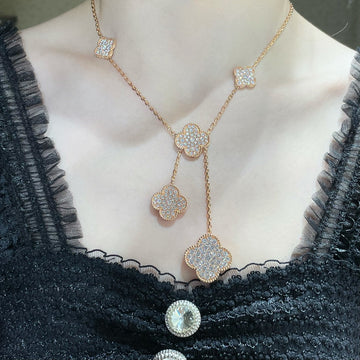 [Avelora Jewelry ]CLOVER 6 MOTIF DIAMOND PAVED NECKLACE