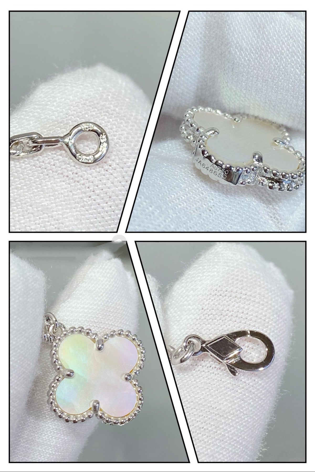[Avelora Jewelry ]CLOVER 5 MOTIF WHITE MOP SILVER BRACELET