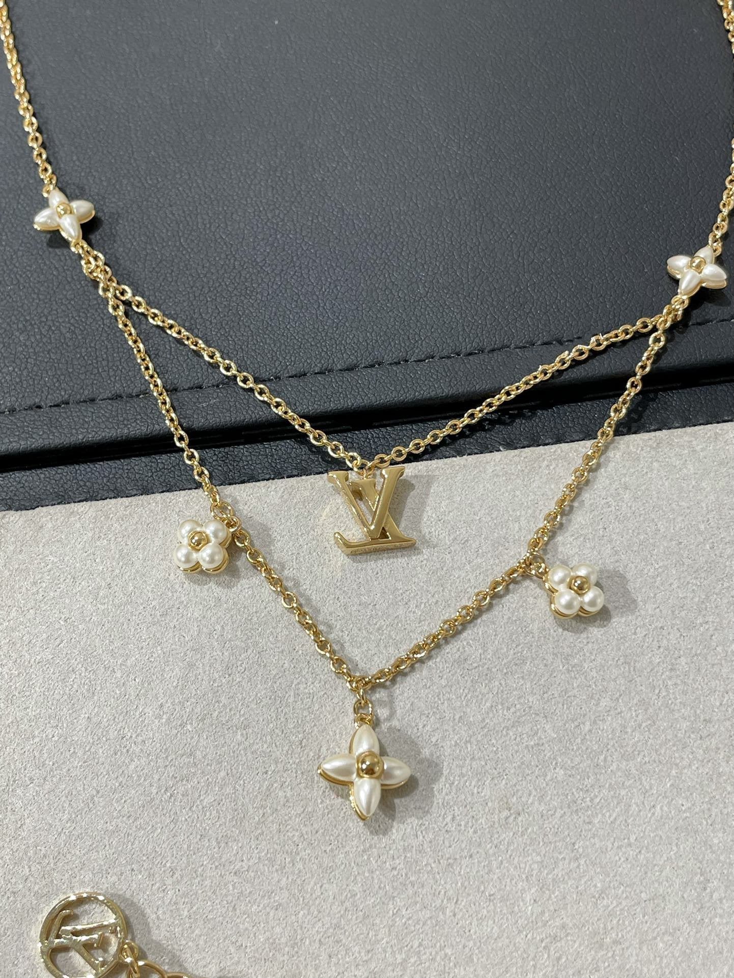 [Avelora]FLOWERGRAM GOLD MOP DOUBLE ROW NECKLACE