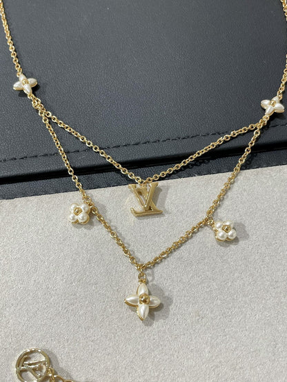 [Avelora]FLOWERGRAM GOLD MOP DOUBLE ROW NECKLACE