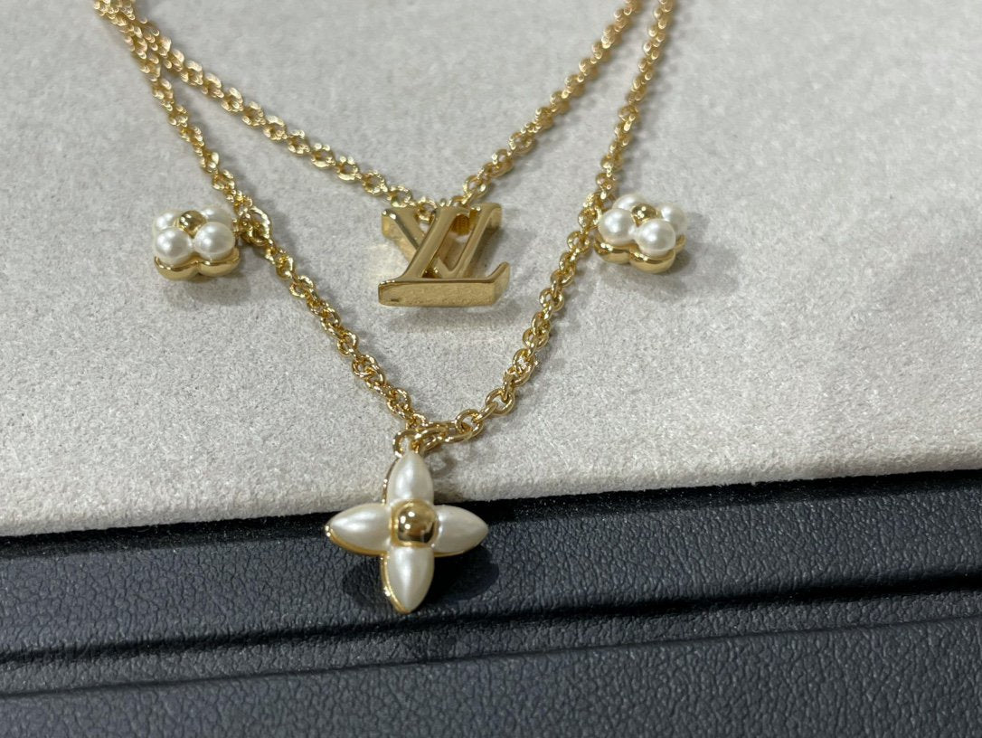 [Avelora Jewelry ]FLOWERGRAM GOLD MOP DOUBLE ROW NECKLACE