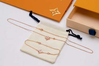 [Avelora]STAR PINK MOP 1 DIAMOND ROSE GOLD NECKLACE