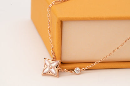 [Avelora]STAR PINK MOP 1 DIAMOND ROSE GOLD NECKLACE