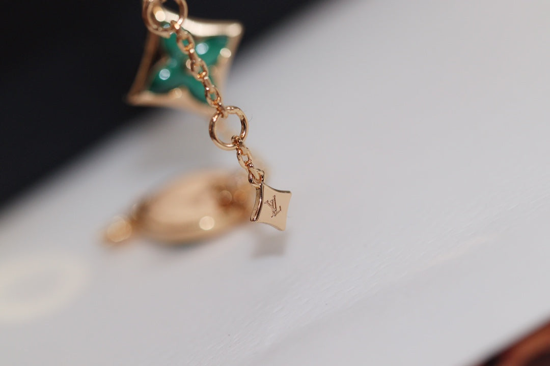 [Avelora]STAR AND SUN 4 MOTIF ROSE GOLD MALACHITE BRACELET