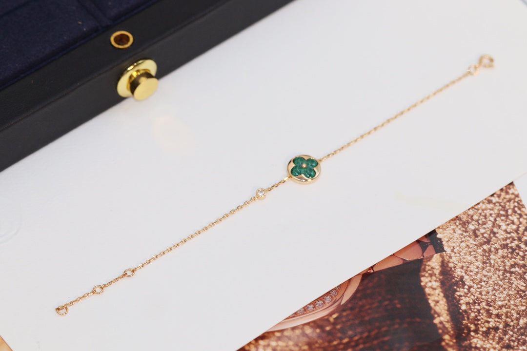 [Avelora Jewelry ]STAR AND SUN 4 MOTIF PINK GOLD MALACHITE BRACELET