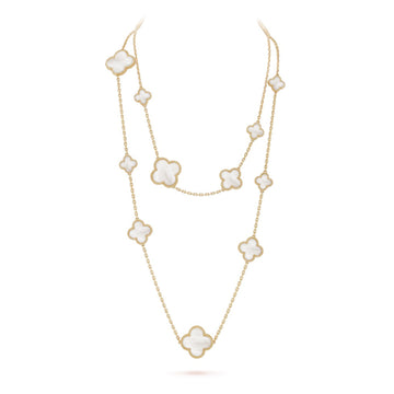 [Avelora Jewelry ]CLOVER 16 MOTIF WHITE MOP GOLD NECKLACE