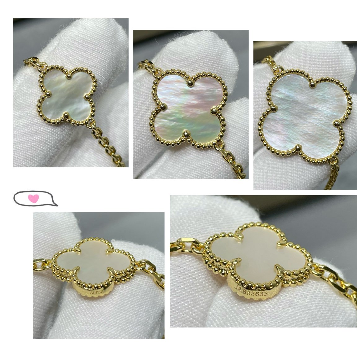 [Avelora Jewelry ]CLOVER 16 MOTIF WHITE MOP GOLD NECKLACE