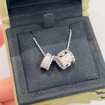 [Avelora Jewelry ]PERLEE DOUBLE PENDANT SILVER DIAMOND NECKLACE