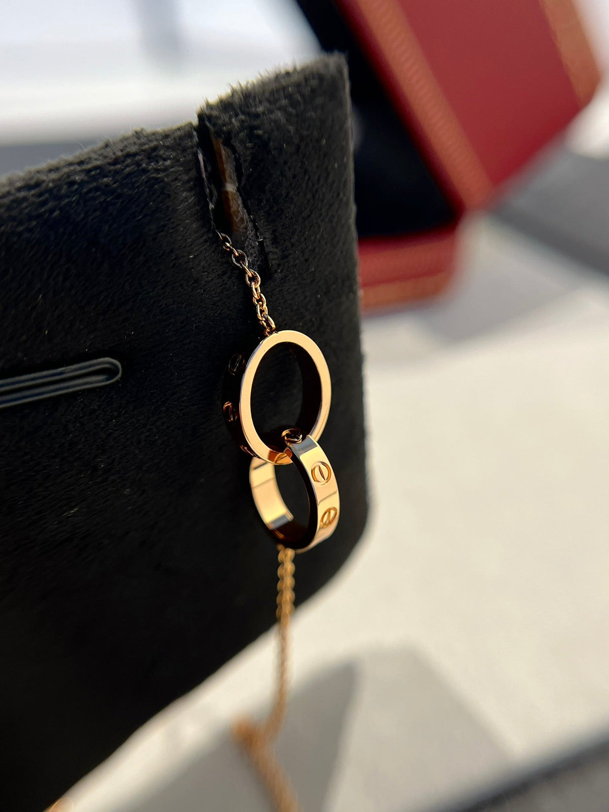 [Avelora Jewelry ]LOVE NECKLACE DOUBLE RING PINK GOLD