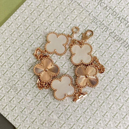 [Avelora]LUCKY CLOVER 5-MOTIF BRACELET - WHITE MOTHER-OF-PEARL COLLECTION