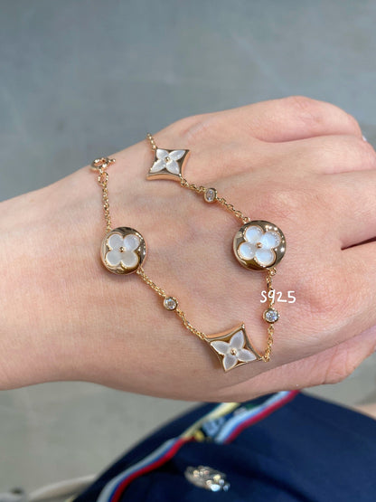 [Avelora]STAR AND SUN 4 MOTIF WHITE MOP ROSE GOLD BRACELET