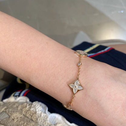 [Avelora]STAR AND SUN 4 MOTIF WHITE MOP ROSE GOLD BRACELET