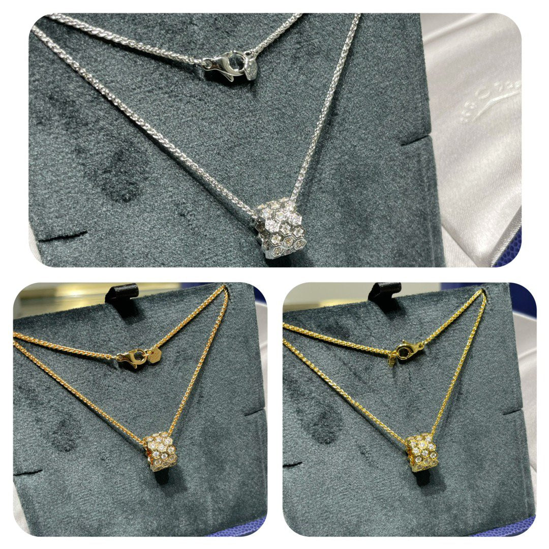[Avelora]BEE LOVE DIAMOND PAVED 3 ROW NECKLACE