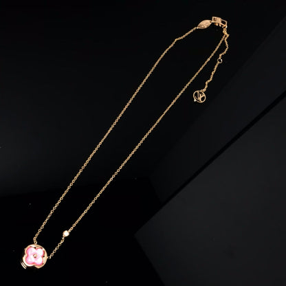 [Avelora]COLOR BLOSSOM PINK MOP SUN GOLD NECKLACE