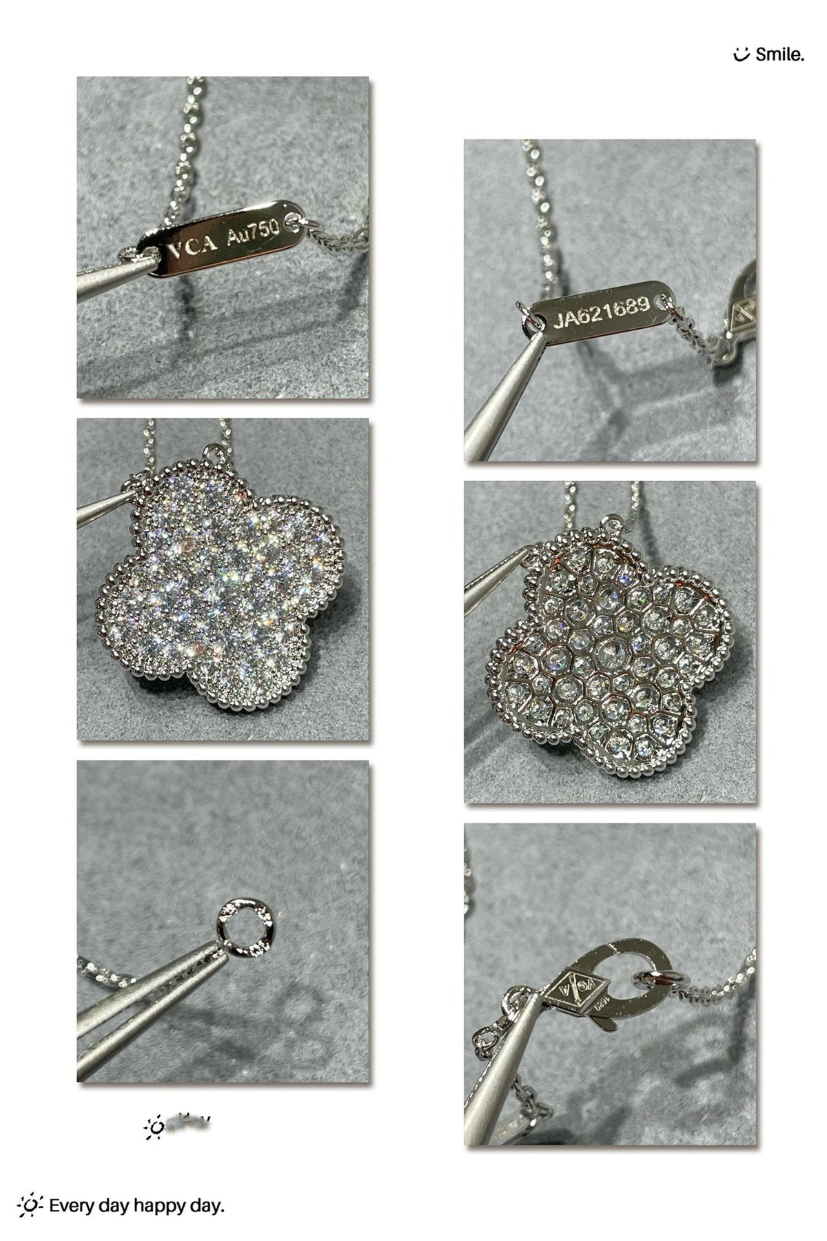 [Avelora Jewelry ]CLOVER 25MM LARGE PENDANT DIAMOND PAVED SILVER NECKLACE