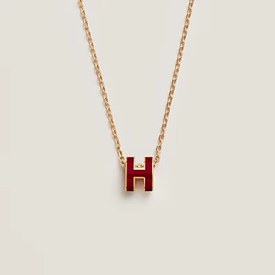 [Avelora Jewelry ]HM CLIC RED ENAMEL GOLD NECKLACE