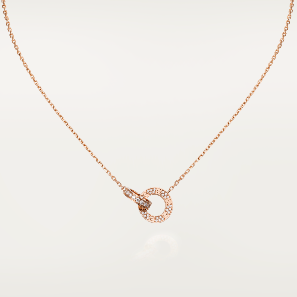 [Avelora Jewelry ]LOVE 7.6MM NECKLACE ROSE GOLD AND SILVER  FULL DIAMOND