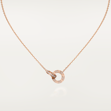 [Avelora Jewelry ]LOVE 7.6MM NECKLACE ROSE GOLD AND SILVER  FULL DIAMOND
