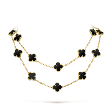 [Avelora Jewelry ]CLOVER 20 MOTIFS ONYX NECKLACE