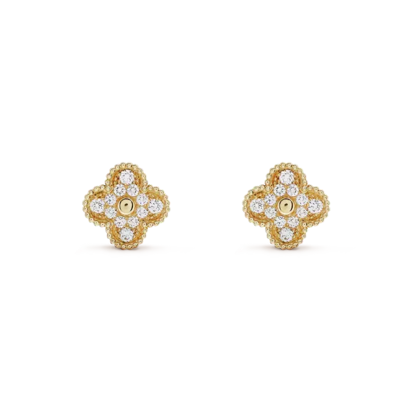 [Avelora Jewelry ]CLOVER MEDIUM 1 MOTIFS FUll DIAMOND EARRINGS
