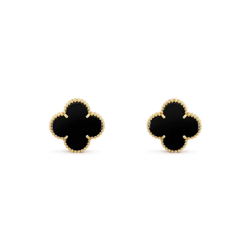 [Avelora Jewelry ]CLOVER MEDIUM 1 MOTIFS  ONYX STUD EARRINGS
