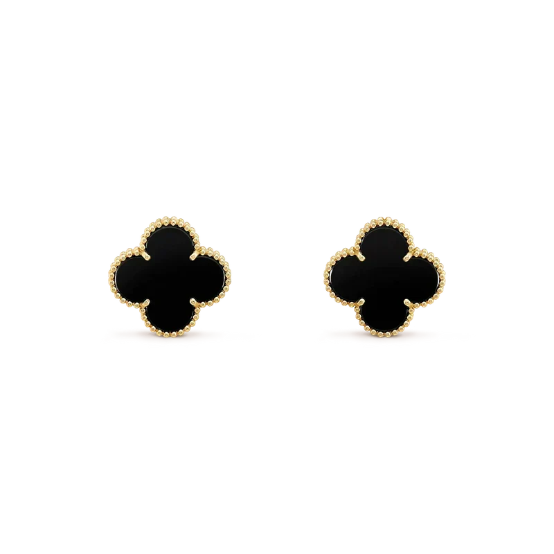 [Avelora Jewelry ]CLOVER MEDIUM 1 MOTIFS  ONYX STUD EARRINGS