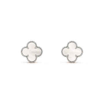 [Avelora Jewelry ]CLOVER MEDIUM 1 MOTIFS  WHITE MOP EARRINGS SILVER