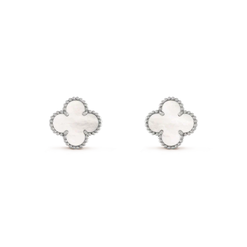 [Avelora Jewelry ]CLOVER MEDIUM 1 MOTIFS  WHITE MOP EARRINGS SILVER