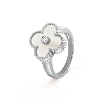 [Avelora Jewelry ]CLOVER SILVER MOP DIAMOND RING