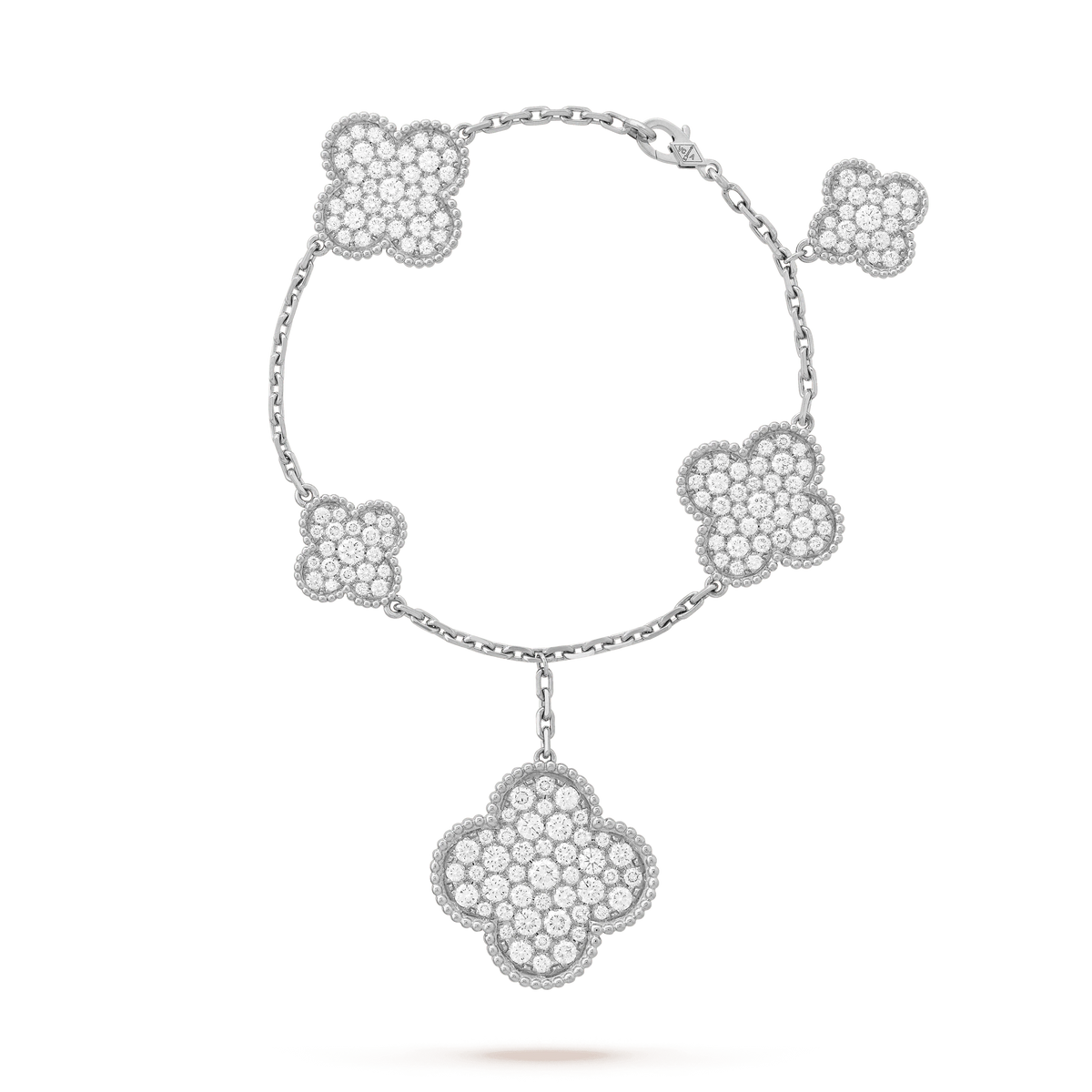 [Avelora Jewelry ]CLOVER 6 MOTIFS SILVER DIAMOND BRACELET