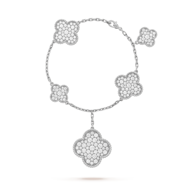 [Avelora Jewelry ]CLOVER 6 MOTIFS SILVER DIAMOND BRACELET