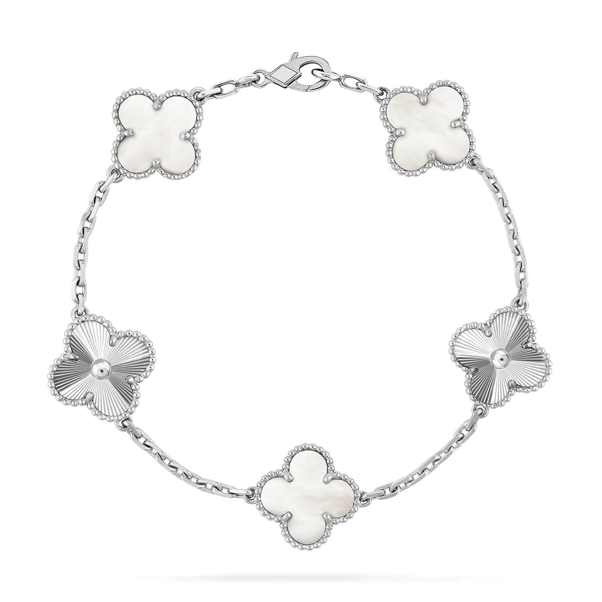 [Avelora]LUCKY CLOVER 5-MOTIF BRACELET - WHITE MOTHER-OF-PEARL COLLECTION