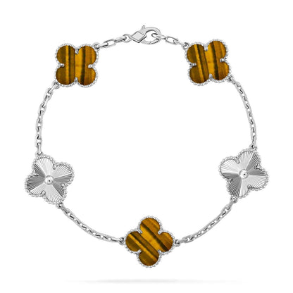[Avelora]LUCKY CLOVER 5-MOTIF BRACELET -  TIGER’S EYE COLLECTION
