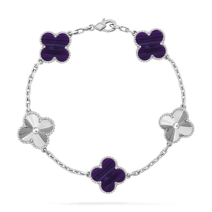 [Avelora]LUCKY CLOVER 5-MOTIF BRACELET - CHAROITE COLLECTION
