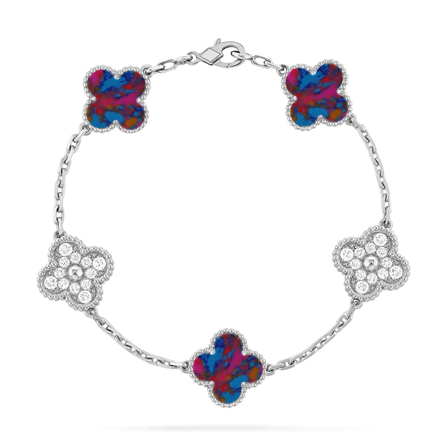 [Avelora]LUCKY CLOVER 5-MOTIF BRACELET - MULTI-GEM COLLECTION