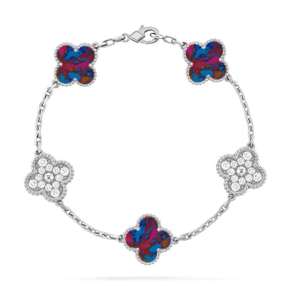 [Avelora]LUCKY CLOVER 5-MOTIF BRACELET - MULTI-GEM COLLECTION