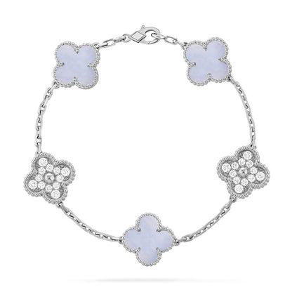 [Avelora]LUCKY CLOVER 5-MOTIF BRACELET - PURPLE CHALCEDONY COLLECTION