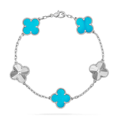 [Avelora]LUCKY CLOVER 5-MOTIF BRACELET - TURQUOISE COLLECTION