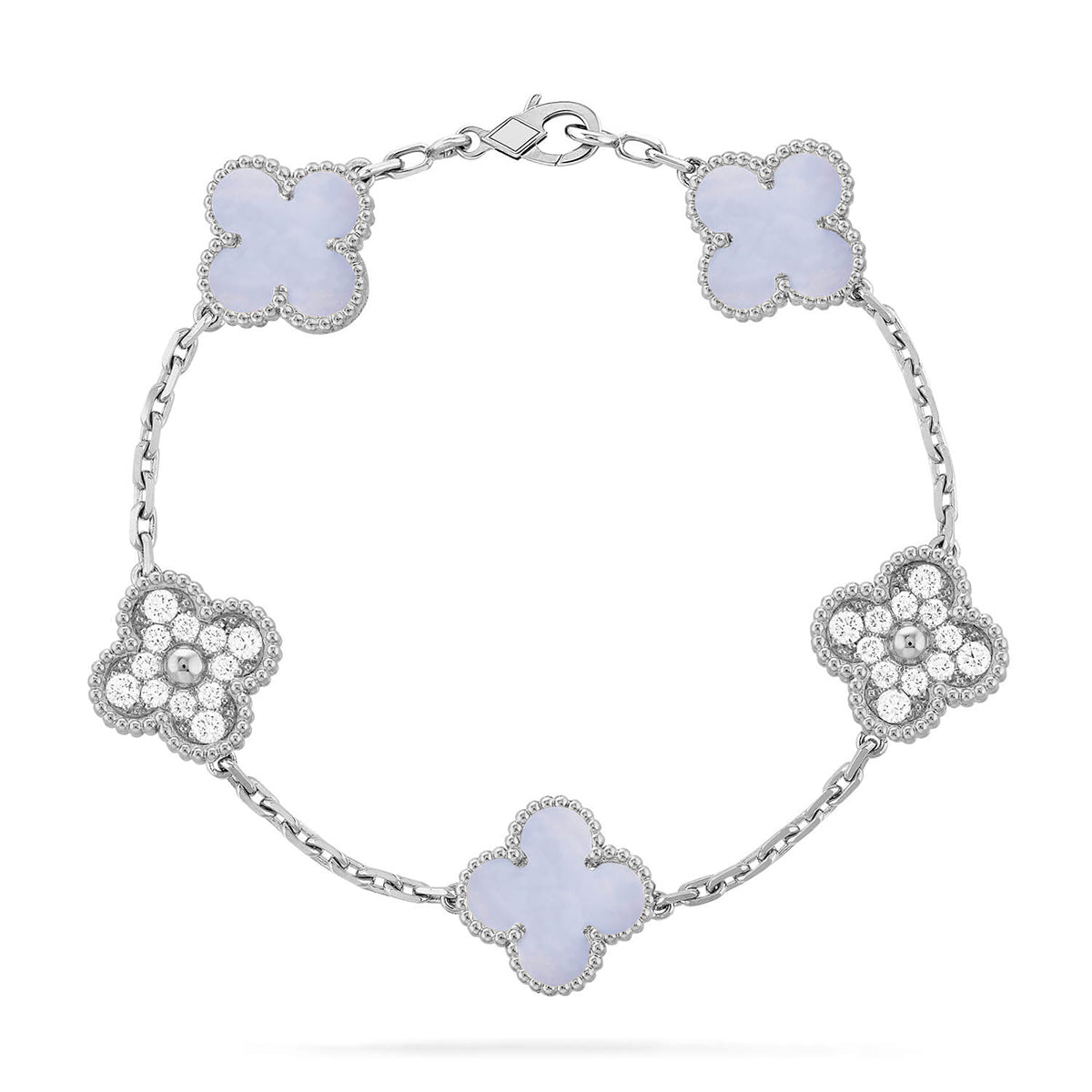 [Avelora Jewelry ] CLOVER 5 MOTIF PURPLE CHALCEDONY BRACELET COLLECTION